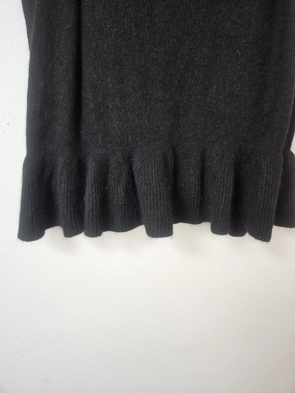 Renee's New York Wool Angora Black Ruffled Scarf